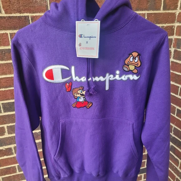 Champion mario hoodie purple hotsell